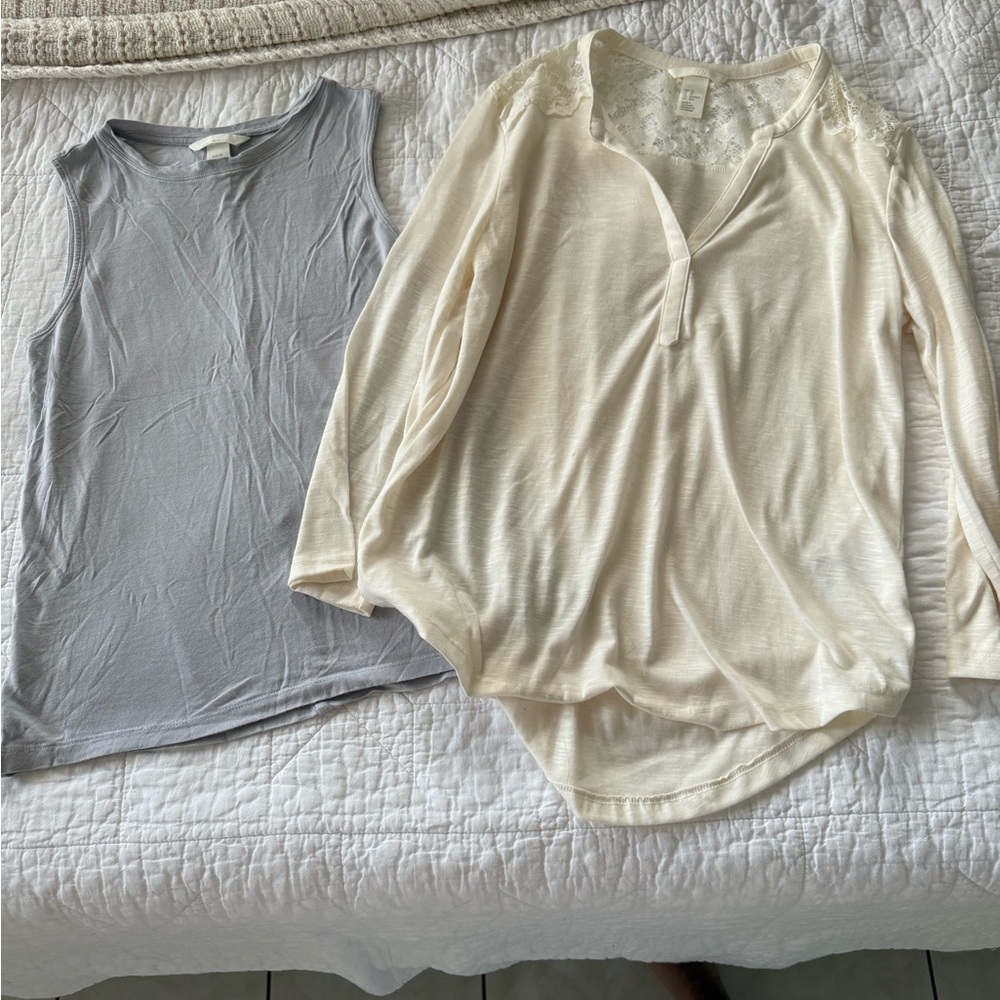 H&M White and Gray Women's Tops